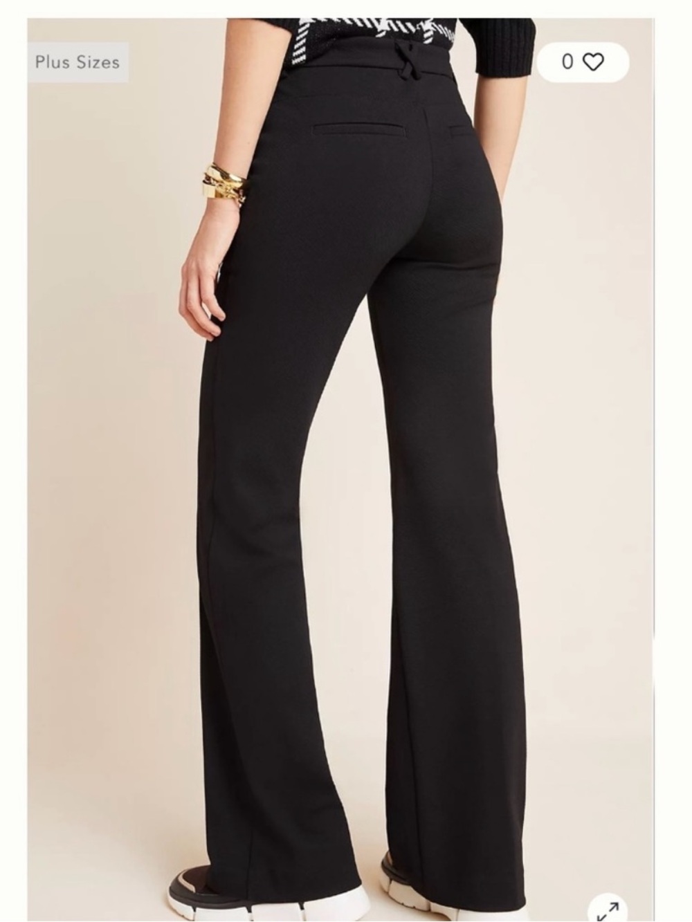 Anthropologie Essential Twill Flare Trouser Pants Black Size 8 - Picture 3 of 11